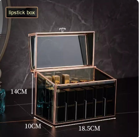 Glass Cosmetics Storage Box Dustproof Desktop