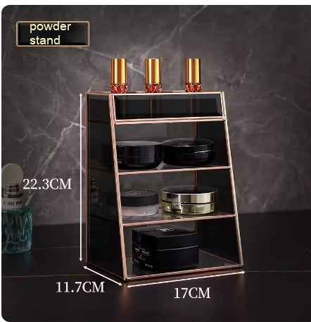 Glass Cosmetics Storage Box Dustproof Desktop