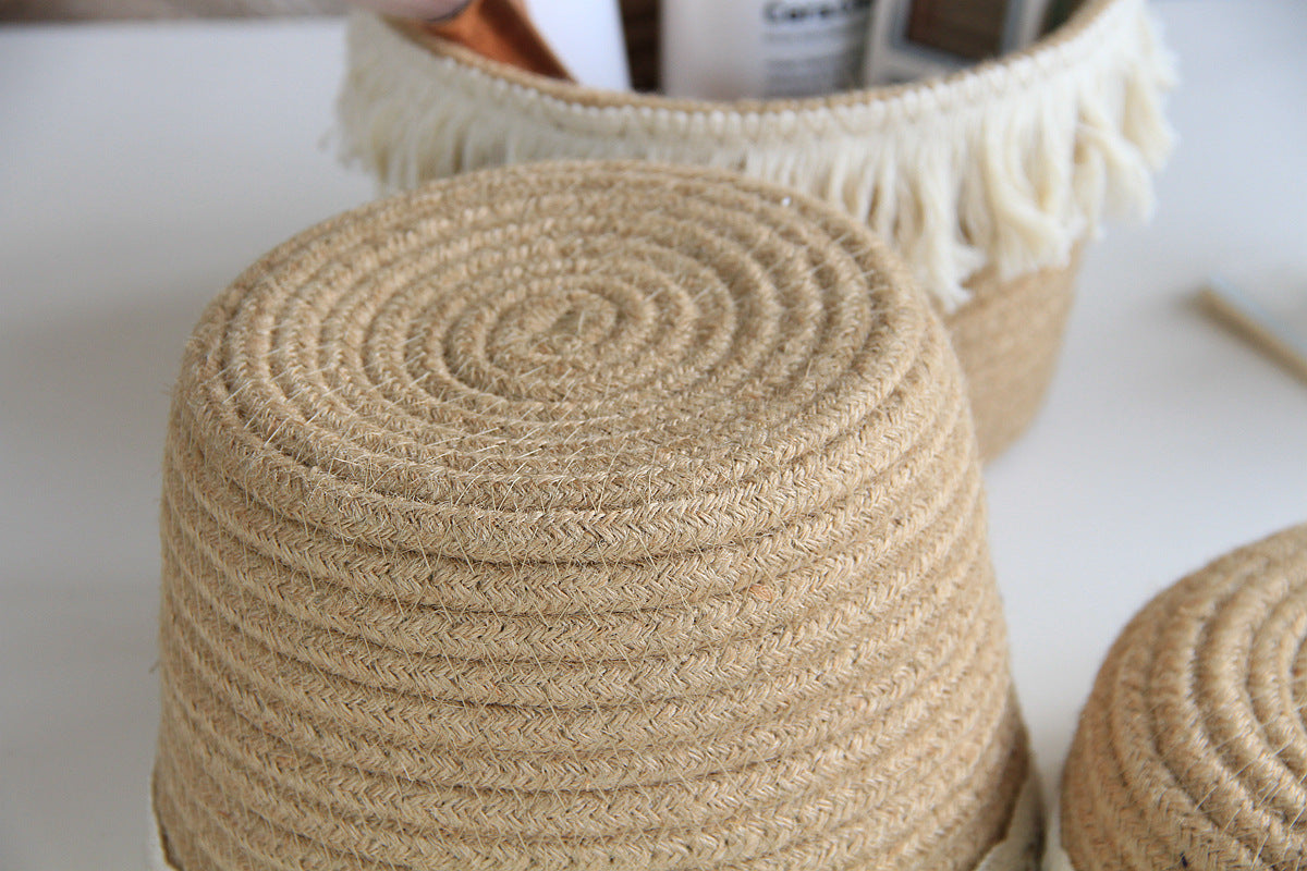 Jute Storage Basket Cosmetics Home