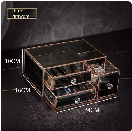 Glass Cosmetics Storage Box Dustproof Desktop