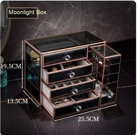 Glass Cosmetics Storage Box Dustproof Desktop