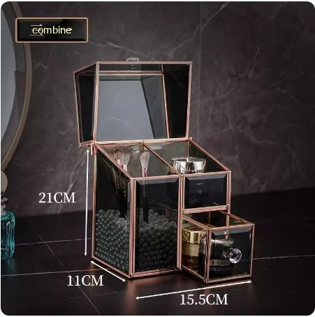 Glass Cosmetics Storage Box Dustproof Desktop