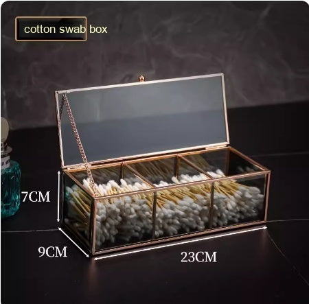 Glass Cosmetics Storage Box Dustproof Desktop